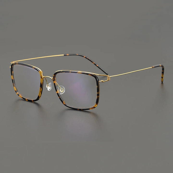 Black Mask Unisex Full Rim Square Screwless Titanium Eyeglasses 6062 Full Rim Black Mask Tortoise-Gold  