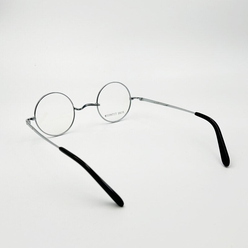 Yujo Unisex Full Rim 42 mm Round Titanium Eyeglasses Full Rim Yujo   