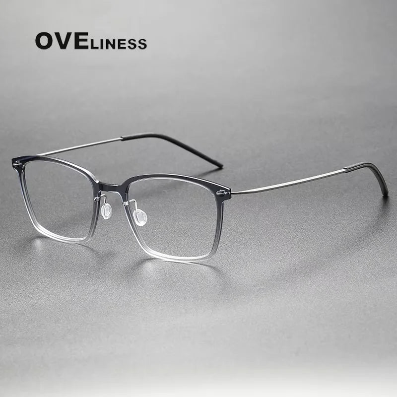 Oveliness Unisex Full Rim Square Titanium Acetate Eyeglasses 6536 Full Rim Oveliness gradient grey