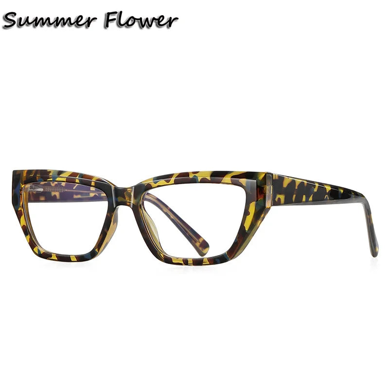 Summer Flower Women's Full Rim Cat Eye Tr 90 Titanium Eyeglasses 62155
