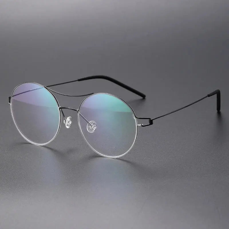Bobbie 820241 Unisex Double Bridge Full Rim Round Titanium Frames FuzWeb