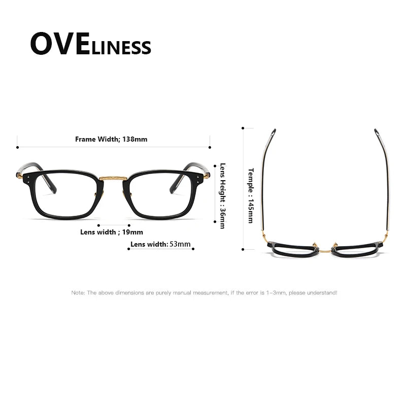 Oveliness Women's Full Rim Square Acetate Titanium Eyeglasses 81820