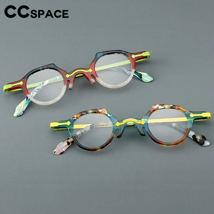 CCspace Women's Full Rim Irregular Round Acetate Eyeglasses 302177 Full Rim CCspace   