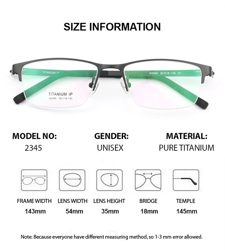 Chashma Unisex Semi Rim Square Screwless Titanium Eyeglasses 23459