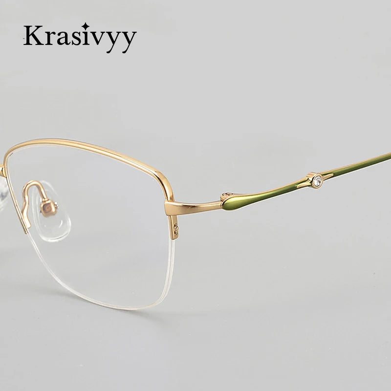 Krasivyy Women's Semi Rim Oval Square Titanium Eyeglasses 443008 Semi Rim Krasivyy   