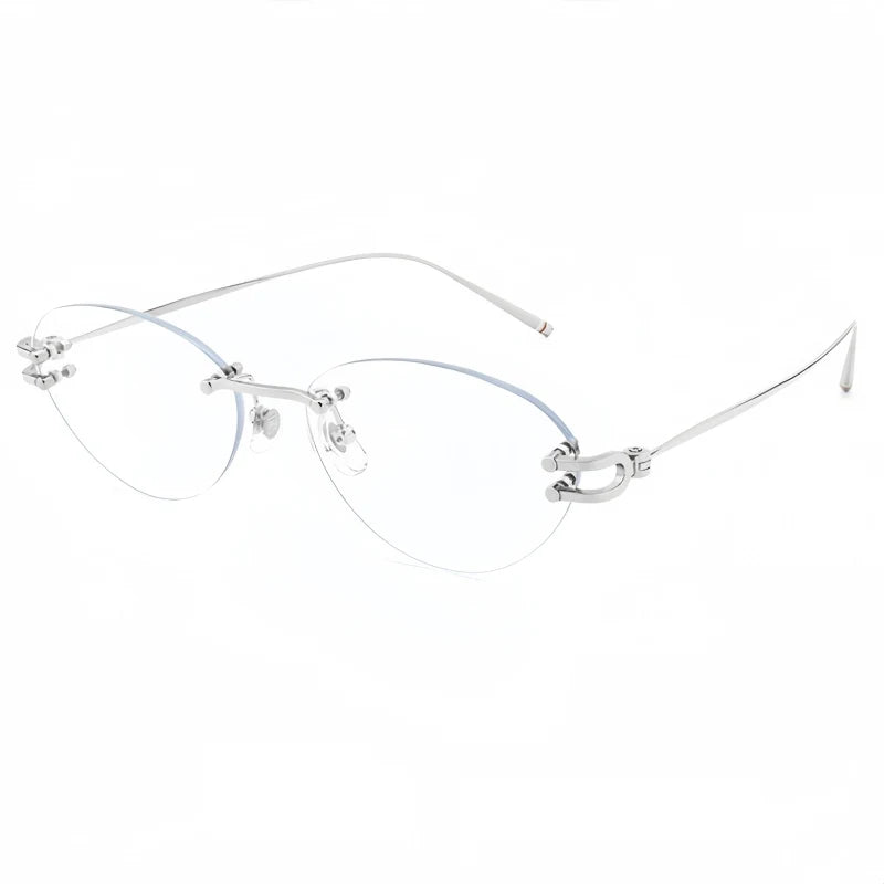 Yimaruili Unisex Rimless Cat-Eye Pure Titanium Eyeglasses 25088WK — view 4 | Yimaruili at FuzWeb