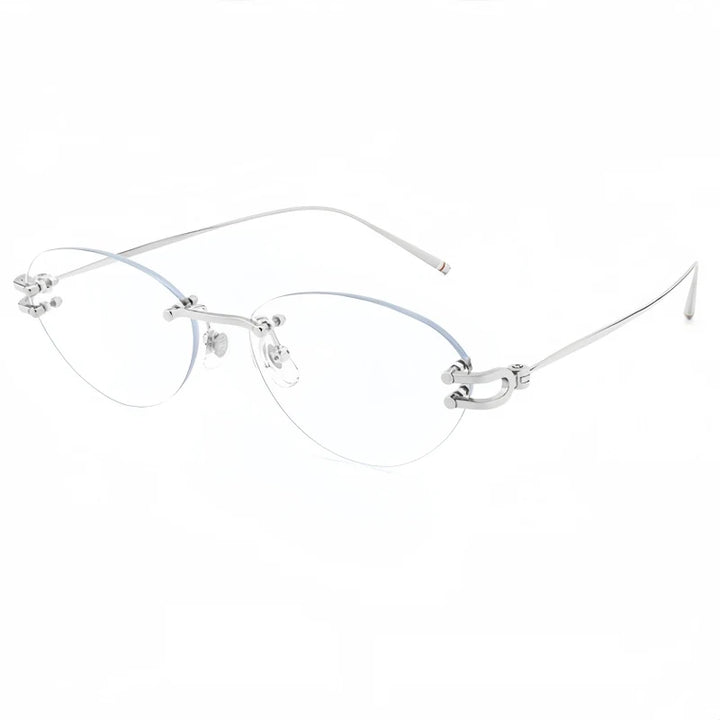 Yimaruili Unisex Rimless Cat-Eye Pure Titanium Eyeglasses 25088WK — view 4 | Yimaruili at FuzWeb