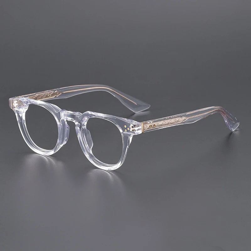 Black Mask Unisex Full Rim Round Brow Line Acetate Eyeglasses 655008