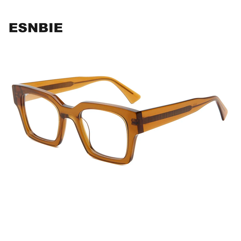 Esnbie Unisex Full Rim Square Brow Line Thick Acetate Eyeglasses 230581