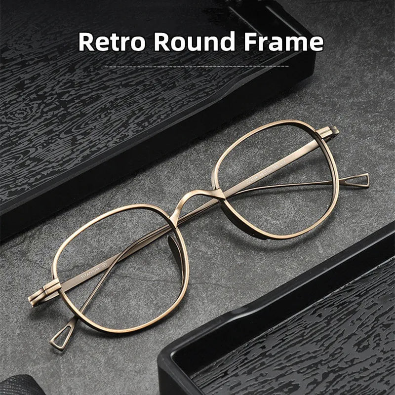 Kocolior Unisex Full Rim Round Titanium Hyperopic Reading Glasses 8016 Reading Glasses Kocolior   