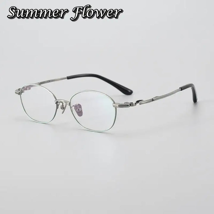 Summer Flower Unisex Full Rim Oval Round Titanium Eyeglasses 77049