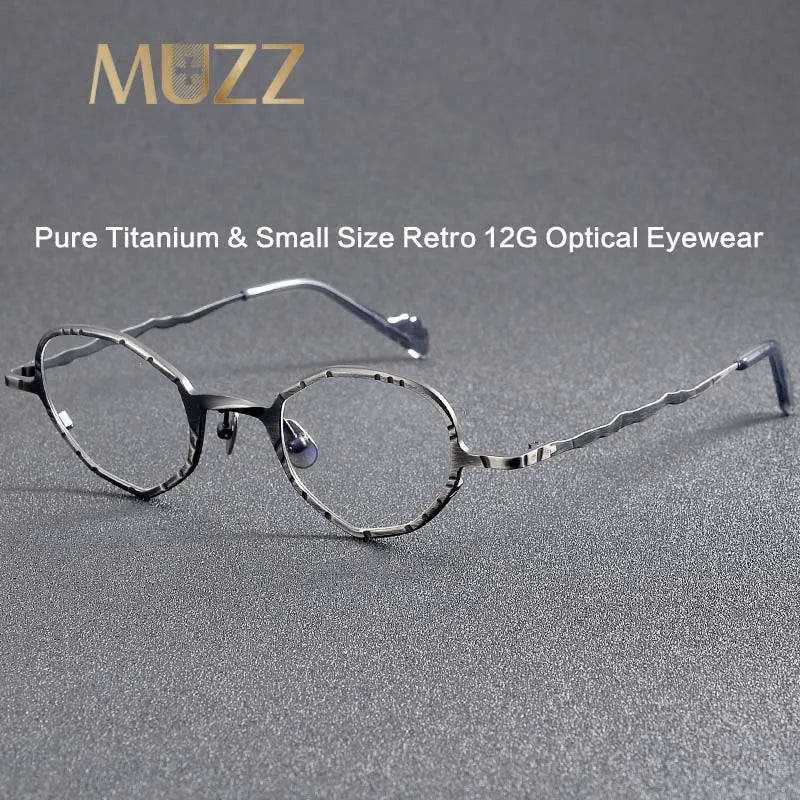 Muzz Women's Full Rim Small Oval Cat Eye Titanium Eyeglasses 44211 Full Rim Muzz   