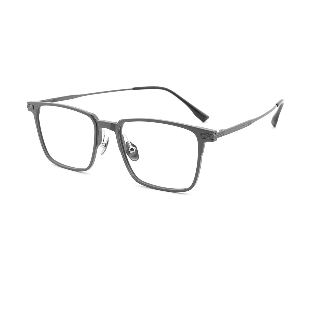 KatKani Unisex Full Rim Square Aluminum Titanium Alloy Eyeglasses 96805 Full Rim KatKani Eyeglasses Gun  