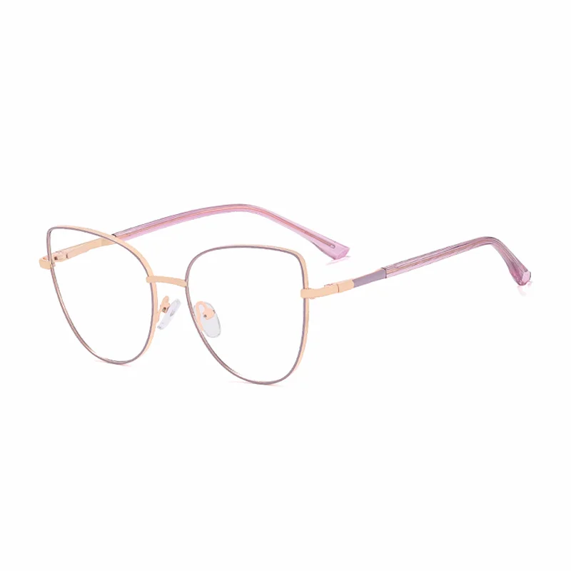 Ralferty Women's Full Rim Square Cat Eye Alloy Eyeglasses R81530 Full Rim Ralferty C10 Purple CHINA 