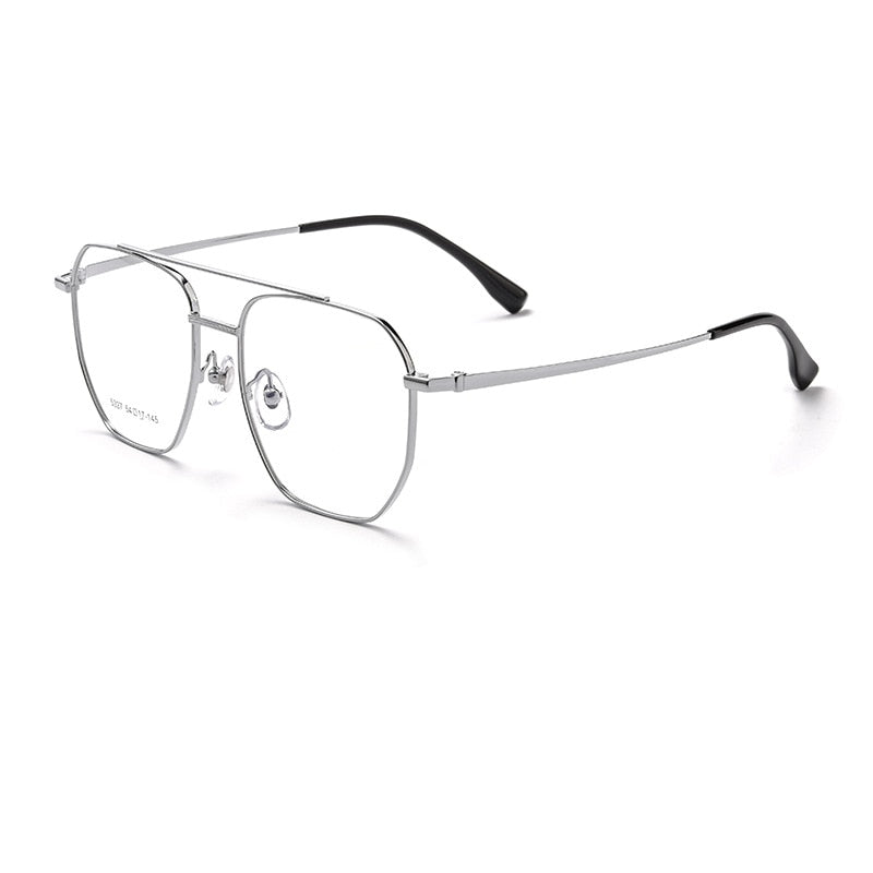 KatKani Unisex Full Rim Square Double Bridge Alloy Eyeglasses 5327T Full Rim KatKani Eyeglasses   