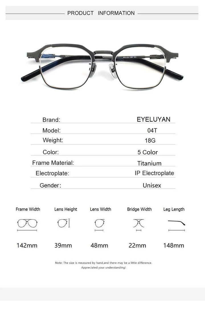 Eleccion Men's Full Rim Square Titanium Eyeglasses 94204 Full Rim Eleccion