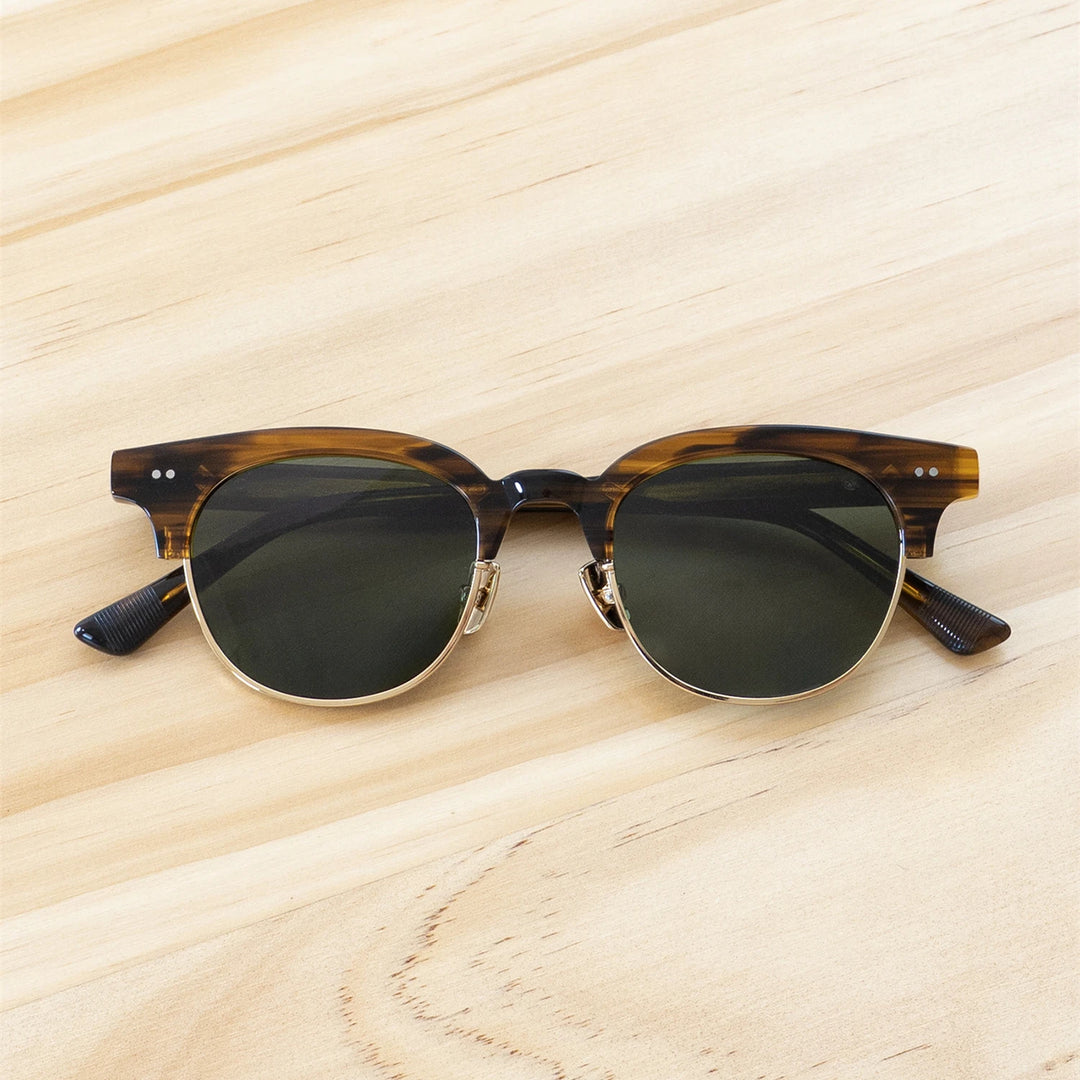 Black Mask Men Full Rim Round Titanium Polarized Sunglasses BM-PL26S
