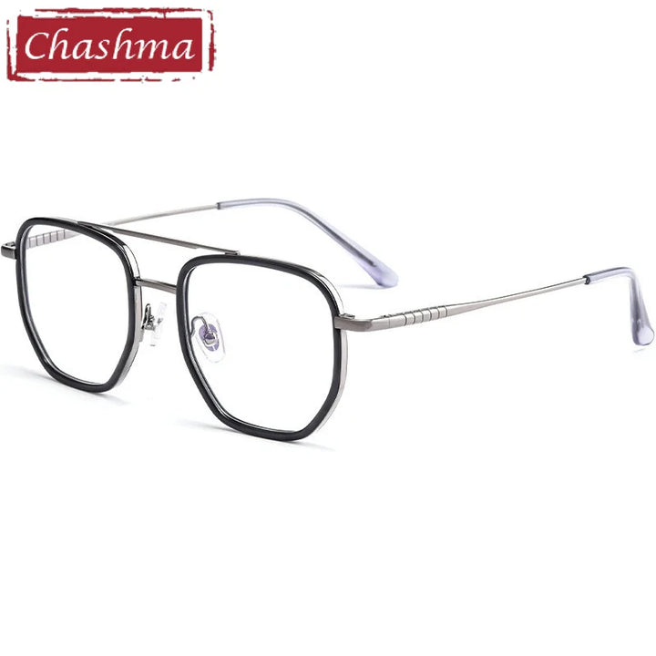 Chashma Ottica Men's Full Rim Polygon Double Bridge Titanium Acetate Eyeglasses 13613