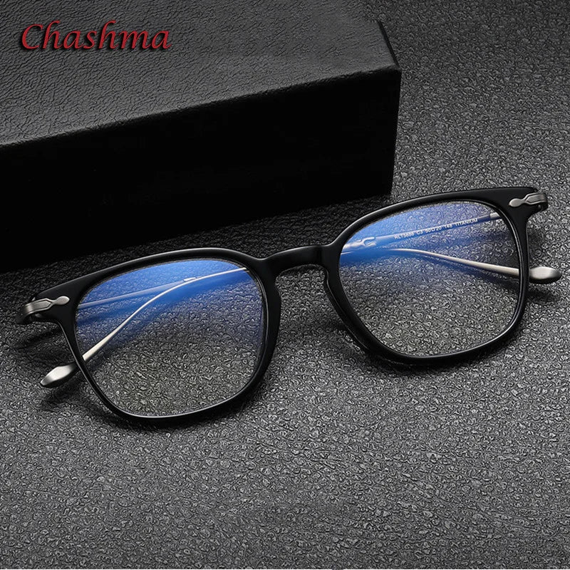 Chashma Ottica Unisex Full Rim Square Acetate Titanium Eyeglasses 695888