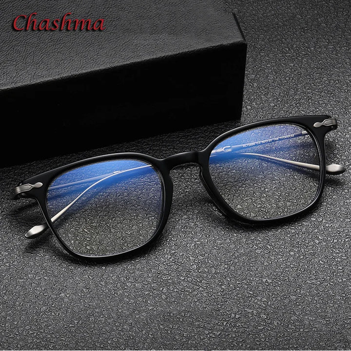 Chashma Ottica Unisex Full Rim Square Acetate Titanium Eyeglasses 695888