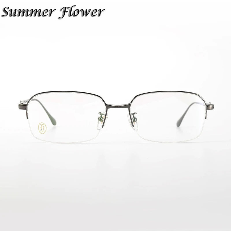Summer Flower Unisex Semi Rim Square Titanium Eyeglasses 8201060 Semi Rim Summer Flower