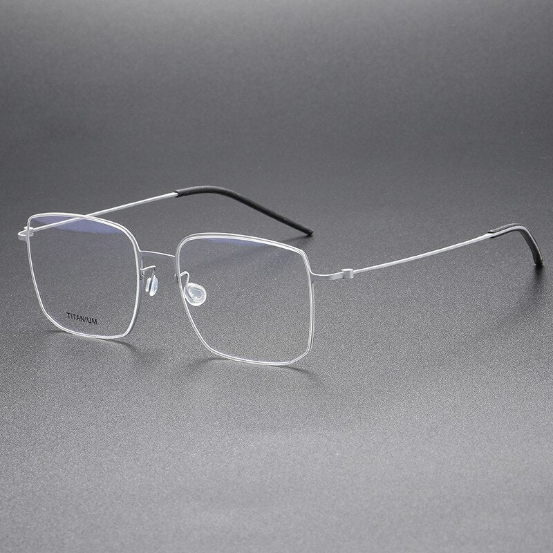 Aissuarvey Men's Full Rim Square Titanium Eyeglasses 544518a Full Rim Aissuarvey Eyeglasses Silver CN 