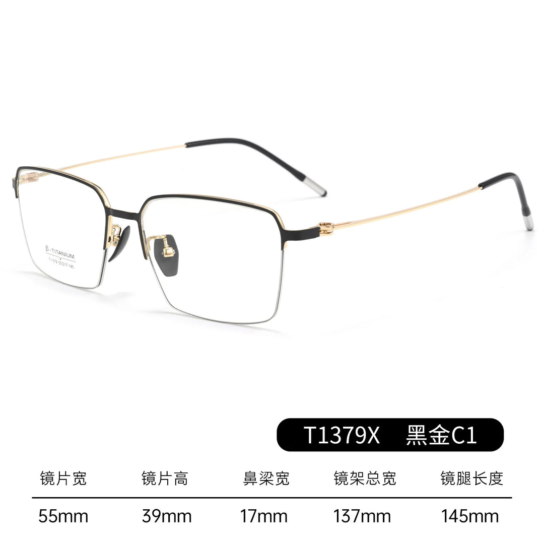 Gmei Optical 39208 men's square titanium alloy prescription eyeglasses — view 5