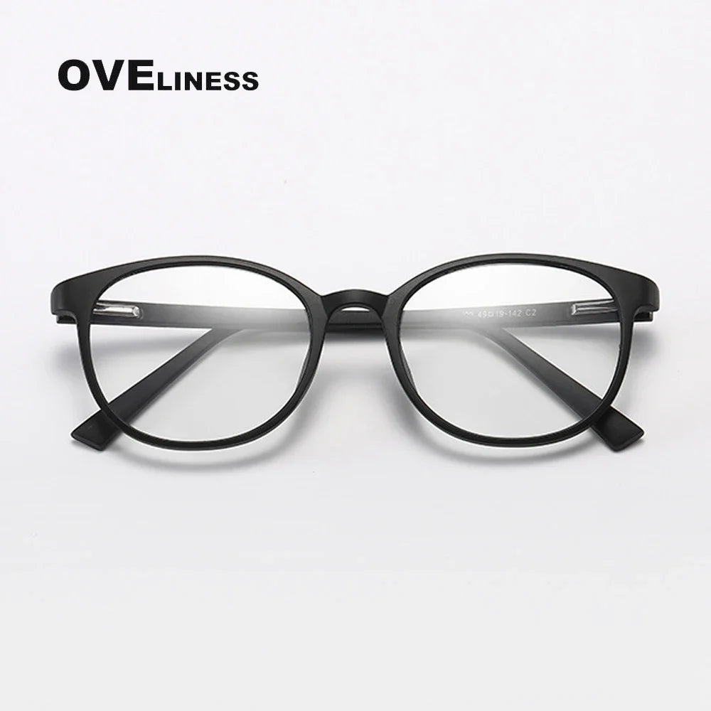 Oveliness Women's Full Rim Round Square Tr 90 Titanium Eyeglasses 398109