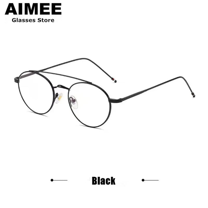 Aimee Women's Full Rim Round Double Bridge Titanium Eyeglasses 541101