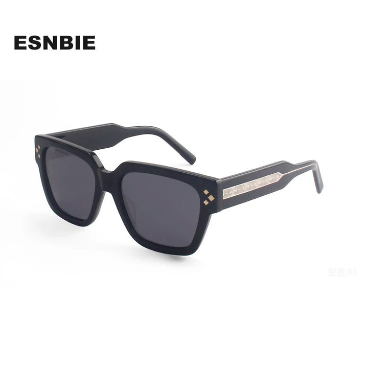 Esnbie Unisex Full Rim Square Thick Acetate Sunglasses 471237
