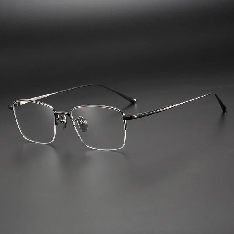Muzz Men's Semi Rim Square Titanium Men Eyeglasses 10134 Semi Rim Muzz GRAY  