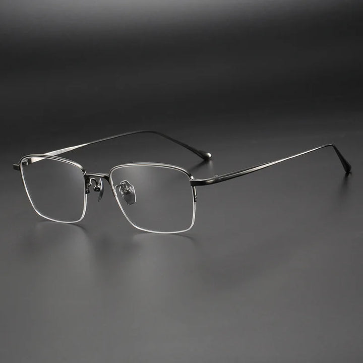 Muzz Men's Semi Rim Square Titanium Men Eyeglasses 10134 Semi Rim Muzz GRAY  