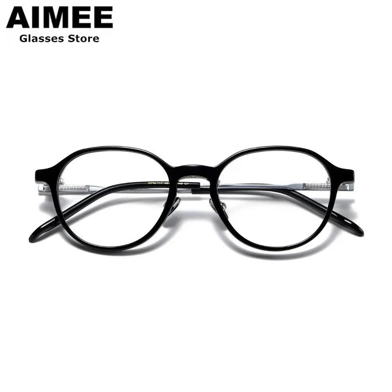Aimee Women's Full Rim Round Titanium Acetate Eyeglasses 519117