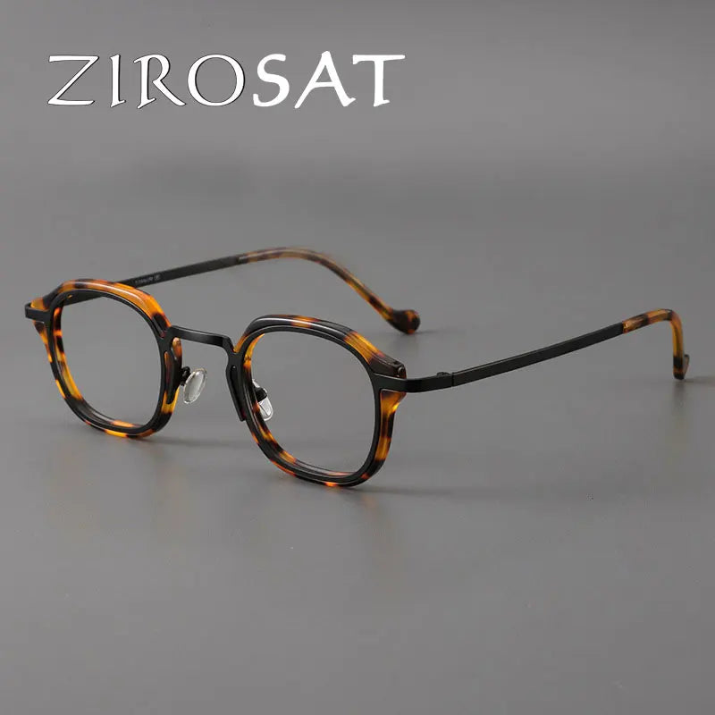 Zirosat Women's Full Rim Square Acetate Titanium Eyeglasses 192777