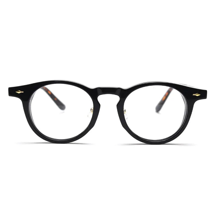 Black Mask Unisex Full Rim Round Acetate Eyeglasses 98626 Full Rim Black Mask   