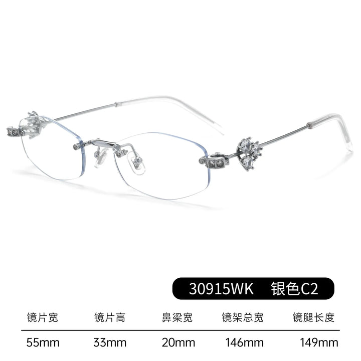 Bclear Women Rimless Geometric Alloy Eyeglasses BSF-30915WK