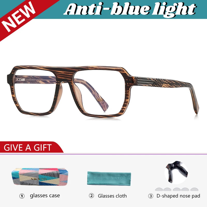 Vicky Unisex Full Rim Brow Line Square Blue Light Prescription Eyeglasses PFD2296 - view 9