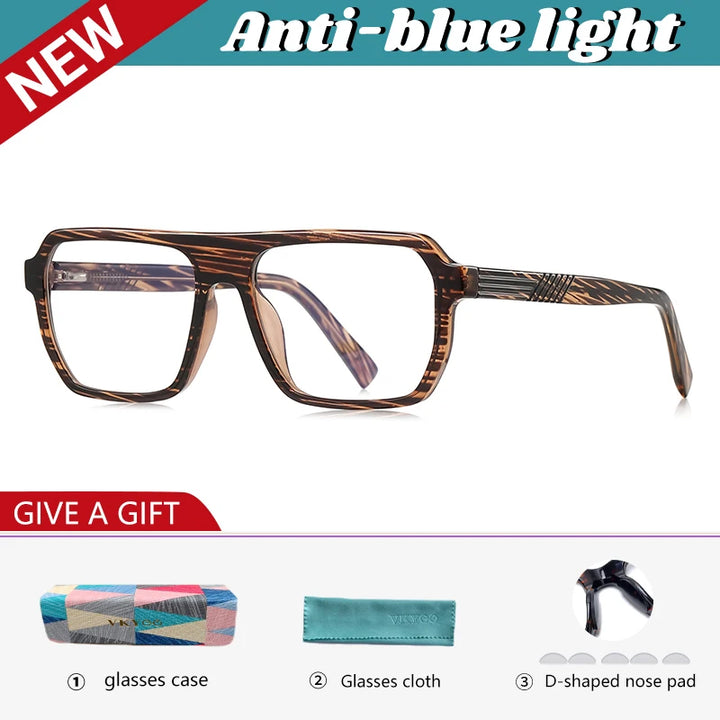 Vicky Unisex Full Rim Brow Line Square Blue Light Prescription Eyeglasses PFD2296 - view 9