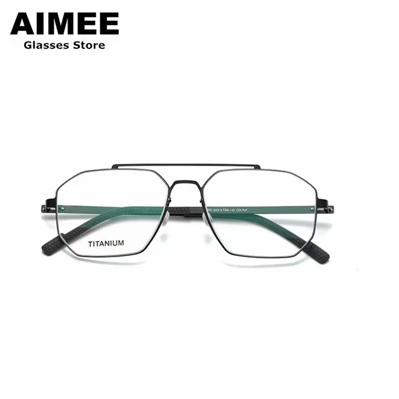 Aimee Unisex Full Rim Square Double Bridge Screwless Titanium Eyeglasses 8003 Full Rim Aimee   