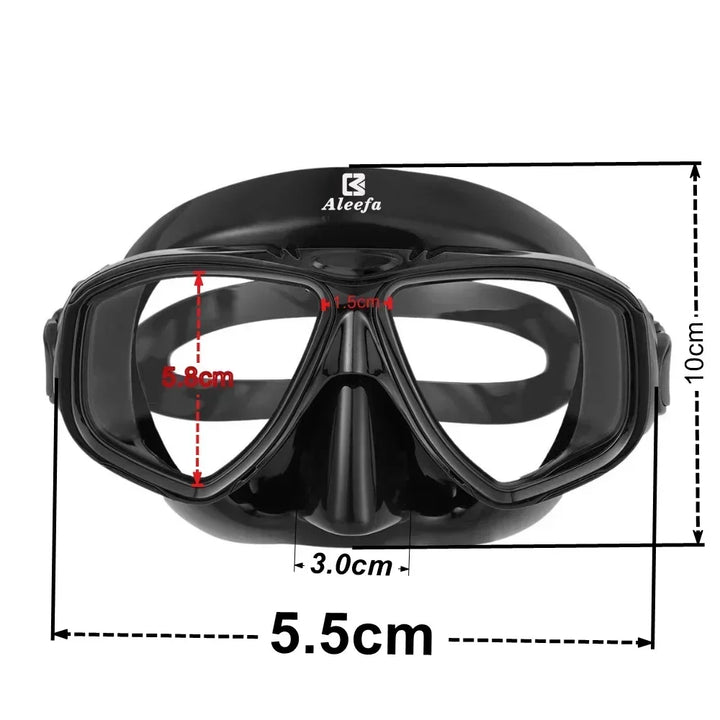 Aleefa Unisex Goggle Pc Tempered Glass Hyperopic Swim Mask 42027