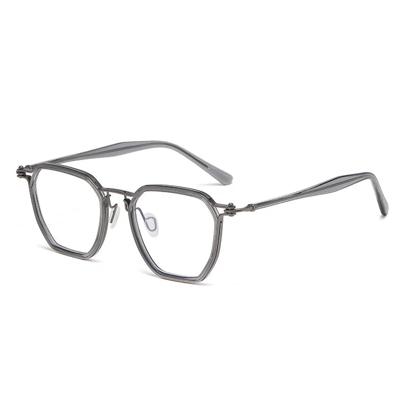 Momoja Unisex Full Rim Big Polygon Titanium Acetate Eyeglasses 725867