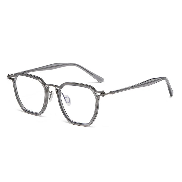 Momoja Unisex Full Rim Big Polygon Titanium Acetate Eyeglasses 725867