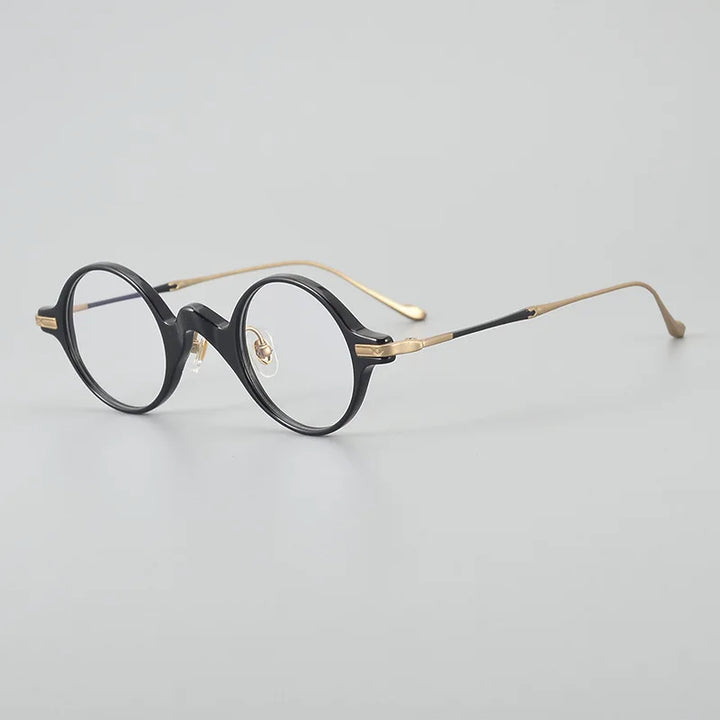 Hewei Unisex Full Rim Round Titanium Eyeglasses 0030 Full Rim Hewei black  
