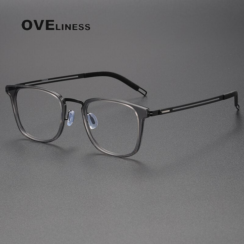 Oveliness Unisex Full Rim Square Titanium Eyeglasses 8202308 Full Rim Oveliness grey black  