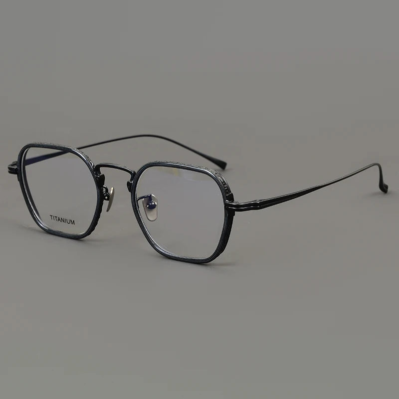 Muzz Unisex Full Rim Oversize Polygon Square Titanium Eyeglasses Kj531 Full Rim Muzz black  
