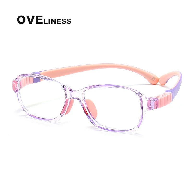 Oveliness Youth Unisex Full Rim Square Tr 90 Titanium Eyeglasses 91027 Full Rim Oveliness purple  