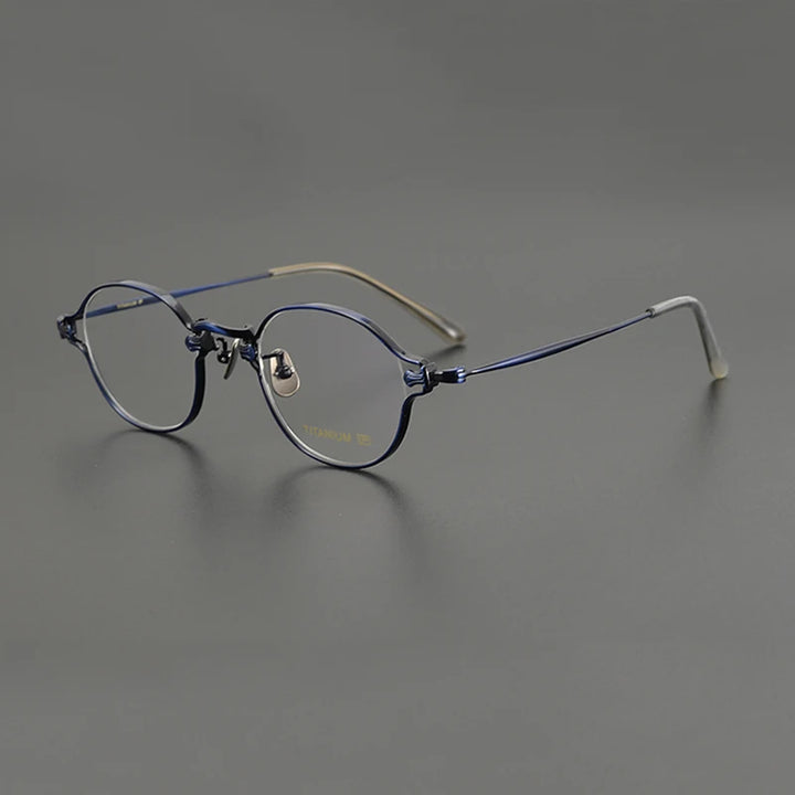 Gatenac Unisex Full Rim Round Small Titanium Eyeglasses Gxyj1199 Full Rim Gatenac Blue  
