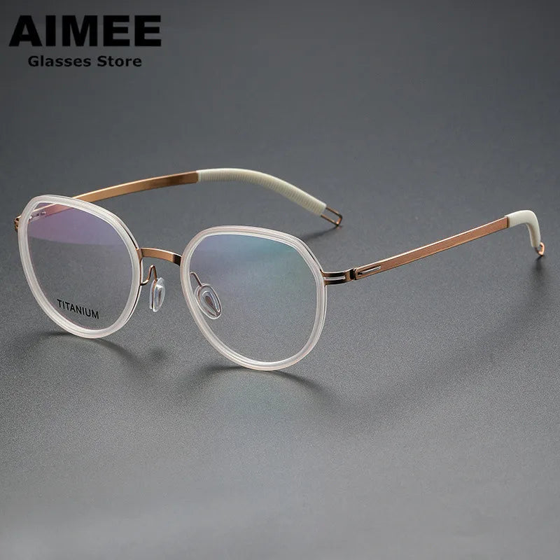 Aimee Unisex Full Rim Flat Top Oval Titanium Acetate Eyeglasses 60219 Full Rim Aimee   