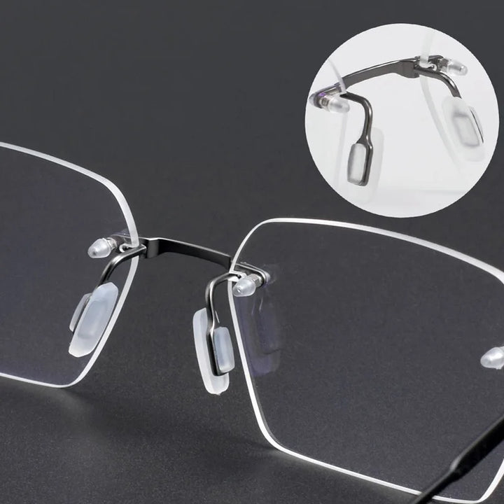 Aror Unisex Rimless Polygon Square Titanium Eyeglasses 49307 Rimless Aror