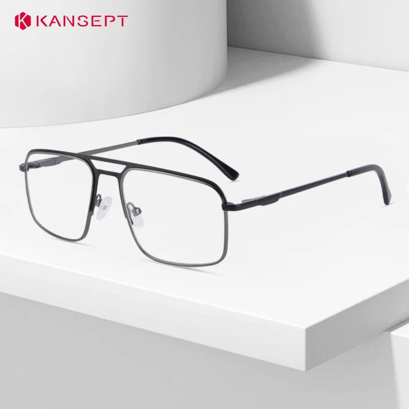Kansept Women's Full Rim Square Double Bridge Alloy Reading Glasses 72501